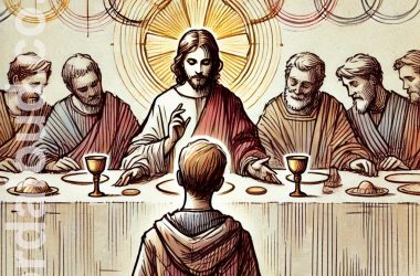 A Boy At Prayer With Jesus At The Last Supper | Institution Of The Eucharist