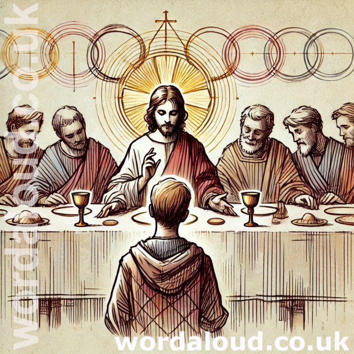 A Boy At Prayer With Jesus At The Last Supper | Institution Of The Eucharist
