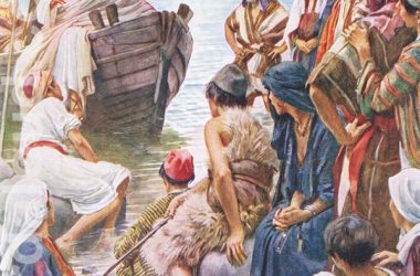 Jesus Preaches From A Fishing Boat To People On The Shore