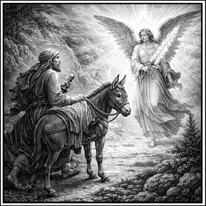 And the ass saw the angel standing in the middle of the road..