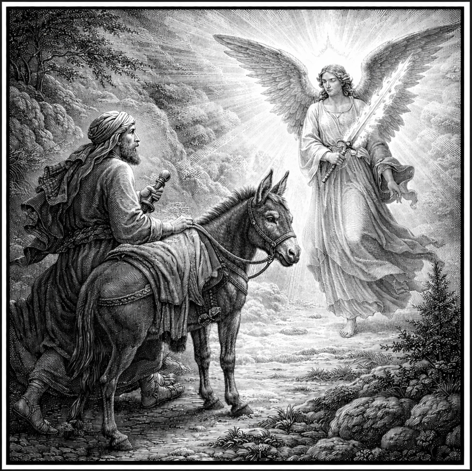 And the ass saw the angel standing in the middle of the road..